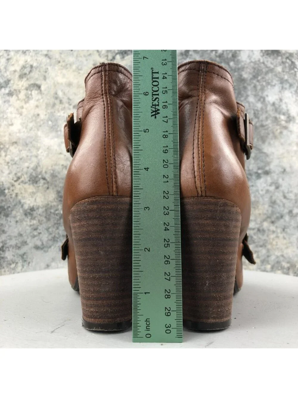 Miz Mooz Women's Size 8.5 Sal Whiskey Brown Leather High Heel Ankle Booties